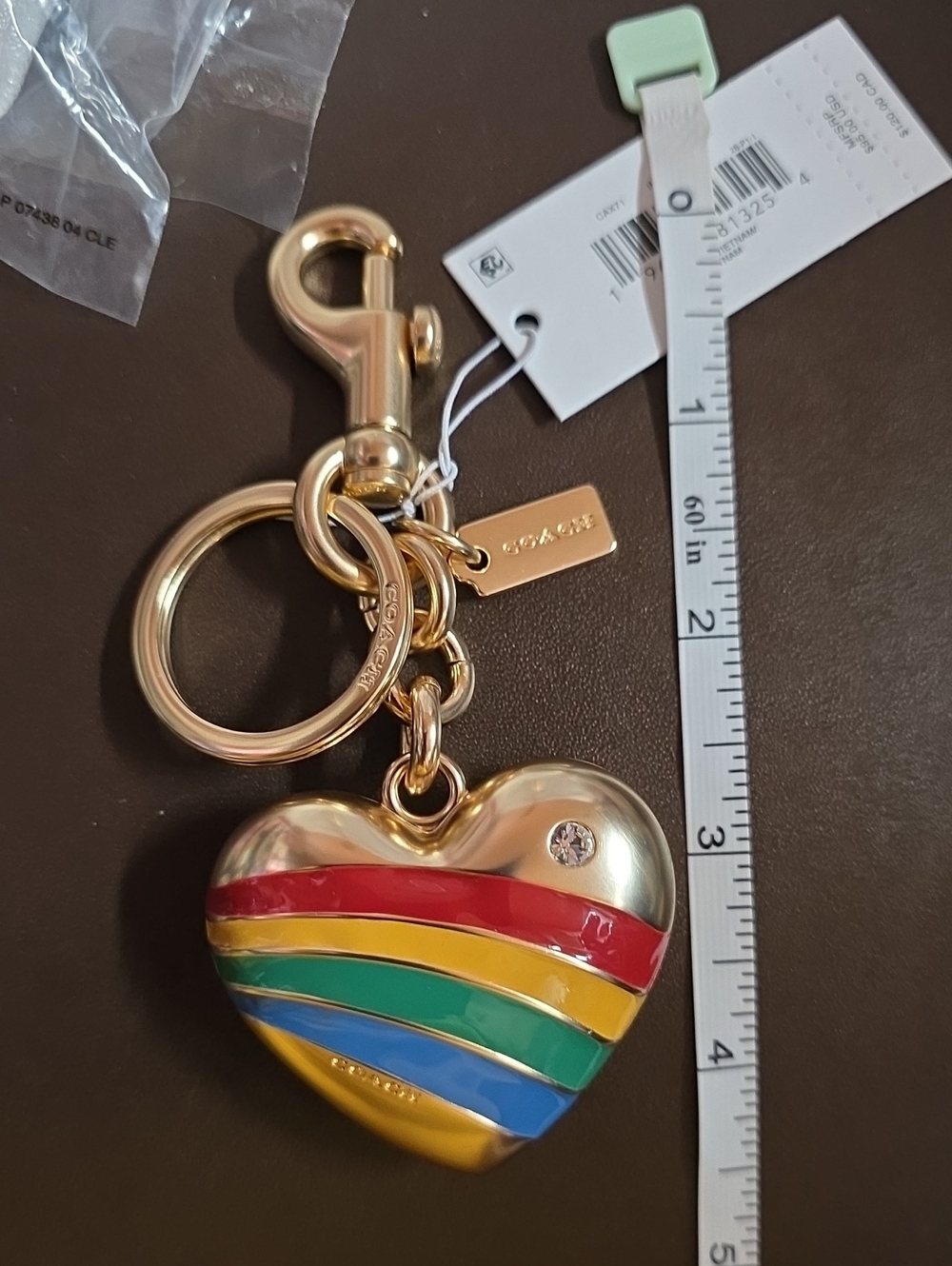 Coach Huge Heart Keychain Charm W/ Dog Clip Nwt - Picture 4 of 8